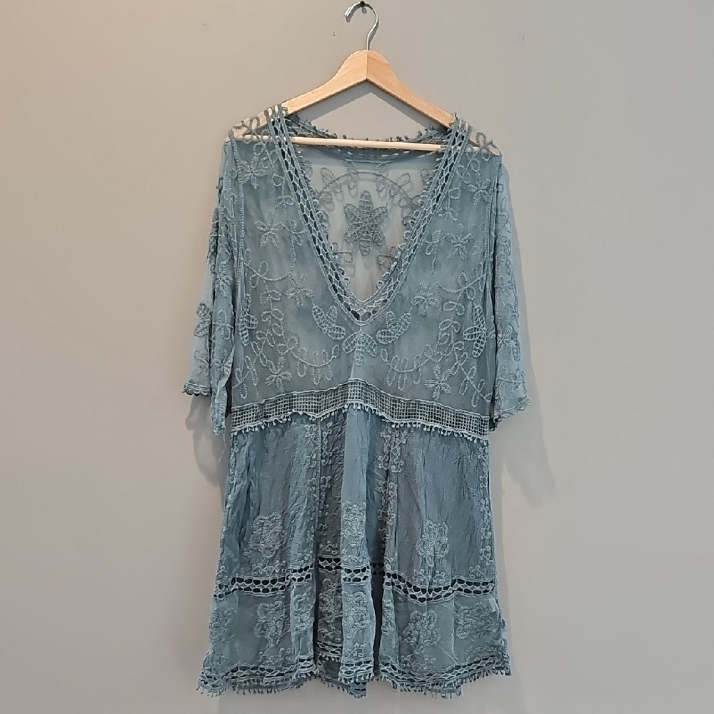 Elegant Blue Lace Swim Cover